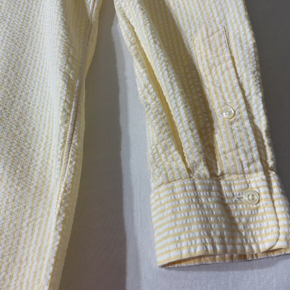 Ralph Lauren Mens Yellow & White Striped Button-Up Shirt L 100% Cotton - Picture 5 of 8